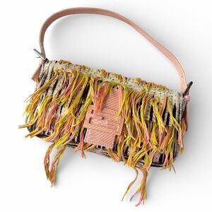 Vintage Fendi Baguette – Beaded Zebra Calf Hair Multicolor Fringe & Snakeskin FF